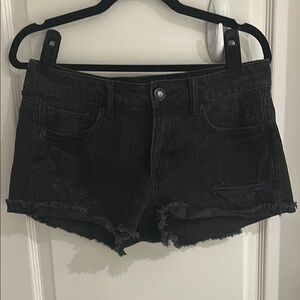 Women's Black Distressed Denim Shorts